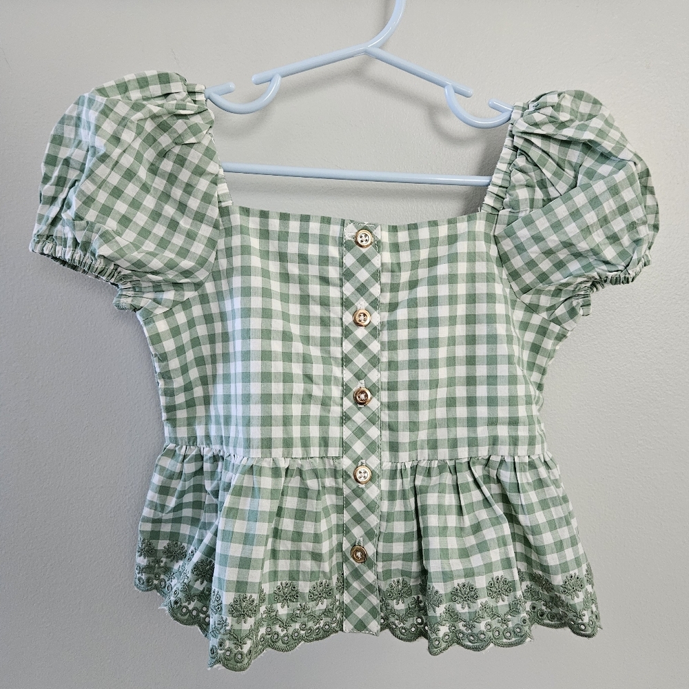 Tommy Bahama | Green Checkered Blouse